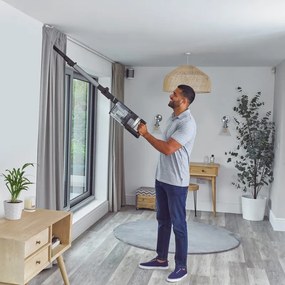 Aspirator vertical Shark IZ420EUT, 309W, Brat rabatabil, 0.85 L, Autonomie 120 min, Clean Sense IQ, LED, PowerFins Plus, Gri