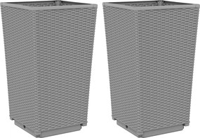 vidaXL Jardiniere de grădină, 2 buc., gri deschis, 32,5x32,5x57 cm, PP