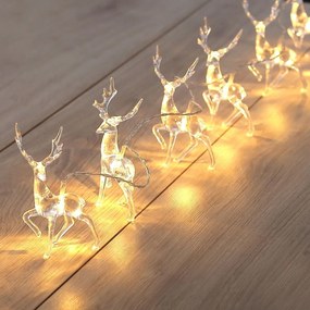 Lanț de lumini de Crăciun DecoKing Ren alb cald ,10 LED-uri