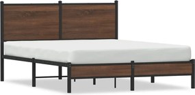 vidaXL Cadru pat metalic fără saltea, stejar maro, 150x200 cm