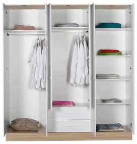Dulap Haine Adore Base, 6 usi, 2 sertare, Alb, 206 x 224 x 52 cm