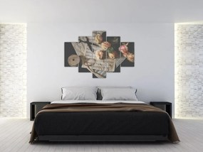 Tablou cu note muzicale și trandafiri (150x105 cm)