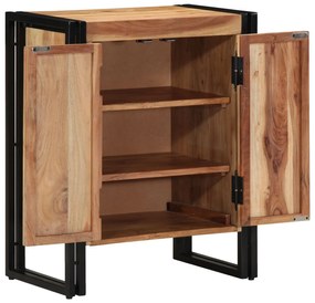 Birou pentru pantofi vidaXL Negru 30x30x40 cm din lemn masiv de acacia și oțel