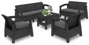 Set de mobilier de grădină Corfu max set, culoare grafit, cu perne gri deschis
