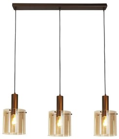 Lustra suspendata metal mocha, sticla amber Sweden 3L