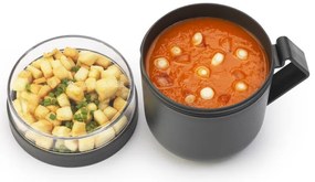 Cana pentru supa cu capac Brabantia Make&Take 1006293, 600+180 ml, Capac cu infiletare, Fara BPA, Gri