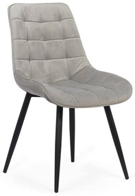 Scaun living gri deschis BUC 206 din catifea cu cadru metalic rezistent