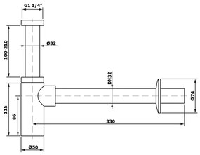 Sifon rotund de lavoar Bruckner DN32 crom lucios