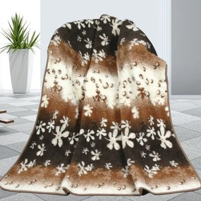 Pătură din lână Merino european Flori, 155 x 200 cm