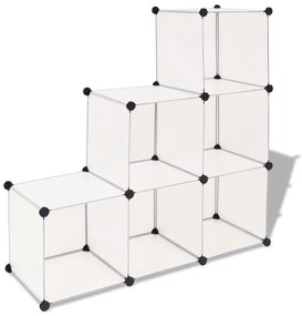 Dulap de depozitare tip cub, 6 compartimente, alb 1, Alb, 1, 1