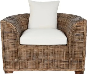 Fotoliu de exterior, din rattan impletit, cu perna detasabila, Lucien