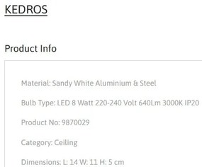 Spot LED aplicat stil minimalist KEDROS alb