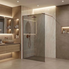 Paravan de dus Rea Flexi Grey / Brush Copper 140