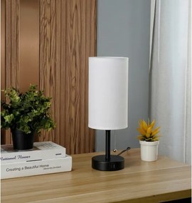 Brilagi - Lampă de birou TABLON cu port USB 1xE27/25W/230V negru/alb