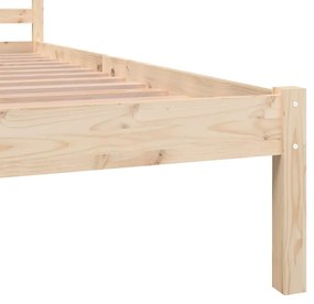 Cadru de pat dublu 4FT6, 135x190 cm, lemn masiv de pin Maro, 135 x 190 cm