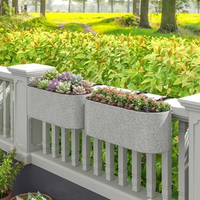 Outsunny Set 2 ghivece suspendate jardiniere cu orificiu de scurgere și cârlige 42 x 16 x 15 cm gri deschis | Aosom Romania