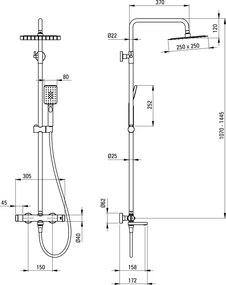 Therm Pălărie de duș, cu baterie pentru cadă, cu termostat Finisaj: Alb NAC_A1HT