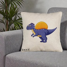 Perna Decorativa Spinozaur Kawaii, 40x40 cm, Bej Canapea, Husa Detasabila, Perna Inclusa, BEKZ®