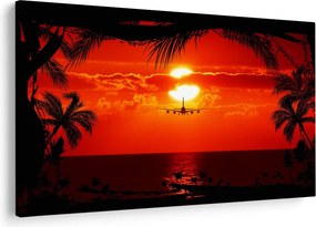 Tablou - apus de soare cu avion (90x60 cm)