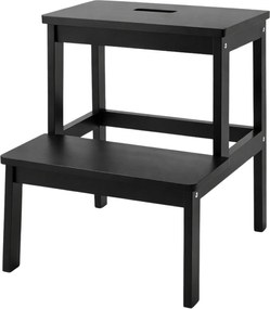 Taburet din bambus cu treaptă KROK, înălțime 46 cm, negru