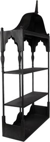 Etajeră de perete vintage din metal, negru, cu 2 rafturi și arcade în festoane, 109 x 55 x 19 cm, „Bica”