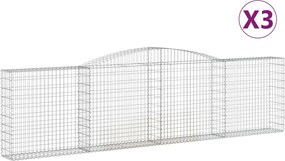 vidaXL Coșuri gabion arcuite 3 buc, 400x30x100/120 cm fier galvanizat
