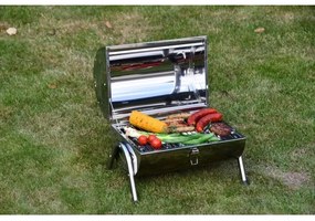 Grătar portabil cu cărbuni, crom lucios