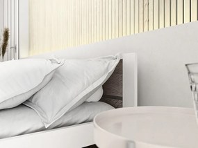 Pat de o persoana stejar alb/trufa, IKAROS DOUBLE 90 x 200 cm Saltele: Cu saltele Coco Maxi 20 cm, Somiera pat: Cu lamele drepte