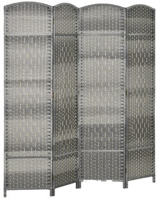 HOMCOM Paravent interior din lemn 4 panouri divizor de cameră pliabil pentru sufragerie dormitor 180 x 180 cm gri mixt | Aosom Romania