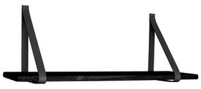 Raft din lemn cu suport din piele Casa Nordic Forno, 80 x 20 cm, negru