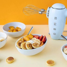 Mixer manual SMEG 50's Style HMF01PBEU, 250 W, 9 viteze, Functie Turbo, Afisaj LED, Timer, Accesorii, Albastru