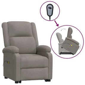 3110986 vidaXL Fotoliu de masaj cu ridicare, gri taupe, material textil