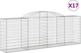 vidaXL Coșuri gabion arcuite 17 buc, 300x50x100/120cm, fier galvanizat