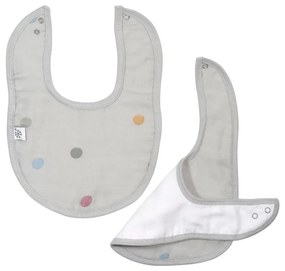 Bavețică din muselină Kindsgut Dots, gri