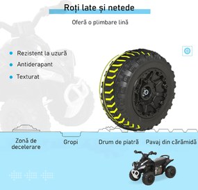 HOMCOM Mini quad pentru copii 18-36 luni, fără pedale, cu muzică și mânere late, PP și metal, negru | Aosom Romania