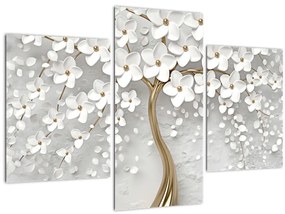 Tablou cu copac alb cu flori (90x60 cm)