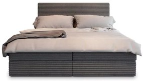 Pat tapițat boxspring ISPIRA 160x200 cm gri Saltele: Saltea cu arcuri Bonell