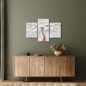 Tablou - Imaginea copacului alb cu flori albe, rosegold (90x60 cm)