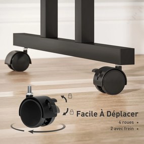 HOMCOM Birou stat jos/în picioare birou reglabil pe înălțime 70 x 60 cm pe roți cu blat înclinat cadru metalic maro | Aosom Romania