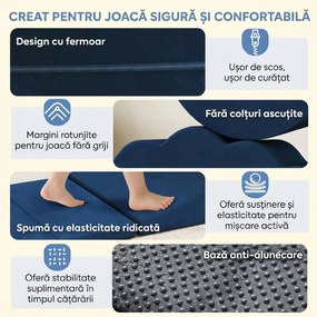 AIYAPLAY Set 7 Blocuri Moi pentru Copii 0,5-3 Ani cu Bază Antiderapantă, din Spumă și Catifea, Albastru | Aosom Romania