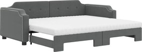 vidaXL Pat de zi cu extensie și saltele, gri închis, 90x190 cm, textil