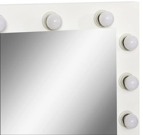 HOMCOM Masă de Machiaj Vintage cu Scaun Tapitat, Oglindă cu 12 Lămpi LED, Sertar Mare, MDF Alb, pentru Dormitor | Aosom Romania