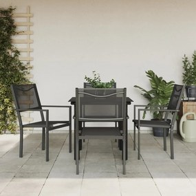 vidaXL Set mobilier de grădină, 5 piese, negru, oțel și textilenă