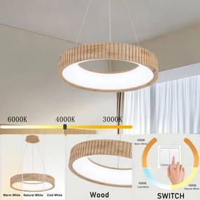Brilagi - Lustră LED suspendată pe cablu FALCON WOOD MODERN LED/30W/230V Ø 45 cm lemn