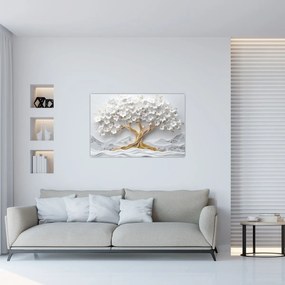 Tablou – Arborele vieții 3D plin de flori (90x60 cm)