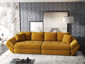 Canapea extensibilă dumonde cu ladă de depozitare si sezut confortabil din spuma high-density, Loana Ambience Mustar 300x100 cm