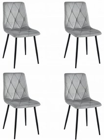 Set 4 Scaune Bucatarie/Dining Fido Catifea Gri Deschis