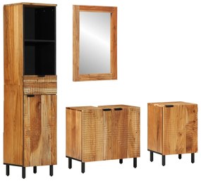 vidaXL Set de mobilier pentru baie 4 piese din lemn masiv de acacia maron