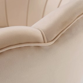 Fotoliu în stil Art-deco, catifea Velvet bej/crom auriu, NOBLIN