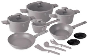 RESIGILAT - Set Oale si tigai 15 piese, antiaderente Taupe Collection Berlinger Haus BH 8111